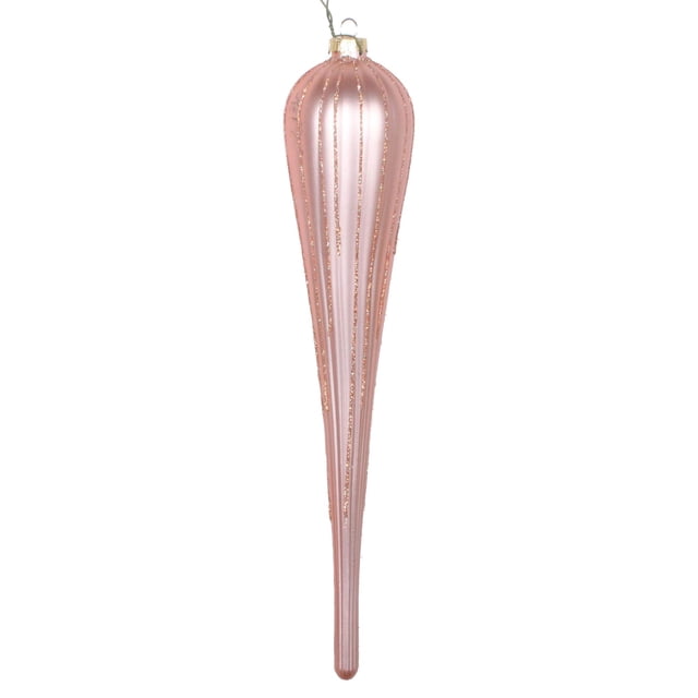 Ornamento Navideño Vickerman 11" Rosa Dorado Mate con Brillo x3
