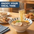 thumbnail image 4 of Ramen Bowls Set of 4, 33 oz Ceramic  Style Noodle Bowls, 8 Inch Conical Pho and Udon Bowls with Blue Leaf , Ribbed Texture, Microwave & Dishwasher Safe, 4 of 6