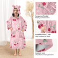 thumbnail image 3 of FORMRS Wearable Blanket Hoodie with Sleeves for Kids Cozy Flannel Sweatshirt, Pink Cute Cherry Pattern, 3 of 7