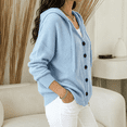 thumbnail image 6 of Sorvello Women's Hooded Knit Cardigan Sweater Button Down V Neck Drawstring Hood Solid Color Warm Fall Winter Outerwear Coat for Women Sky Blue XXL, 6 of 7
