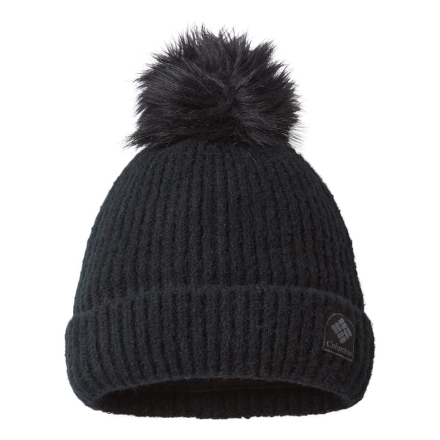 Bonnet d'Hiver Flou Pompon, Taille Unique, Noir