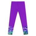 thumbnail image 4 of CHICTRY Upf 50+ Swim Leggings for Girls Printed Bottom Leg Swim Long Pants Gymnastics Yoga Dance Tights Purple 12, 4 of 5