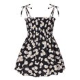 thumbnail image 1 of ITFABS Robe à Bretelles Imprimée Florale d'Été pour Filles, Col Bateau, Lacée, 1 of 7