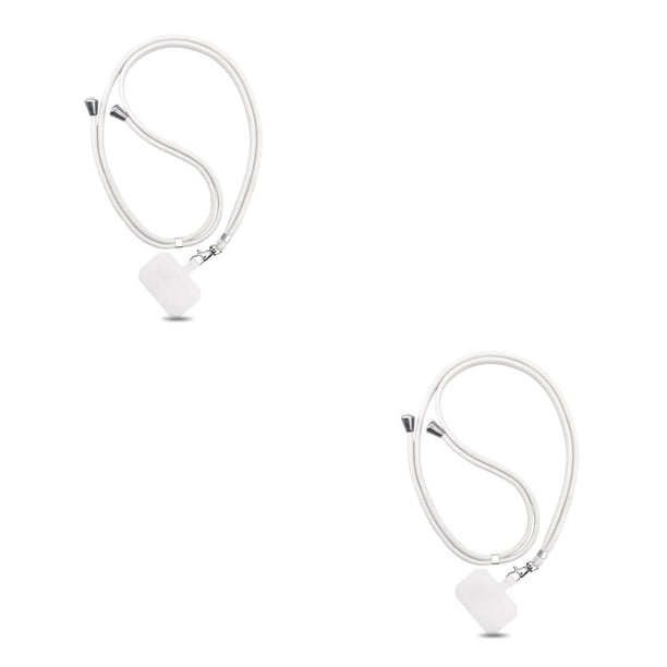 Tholdsy Cordón para teléfono móvil, correa para el cuello, ajustable, universal, para colgar llaves, cuerda para correr, compras, Blanco 2piezas