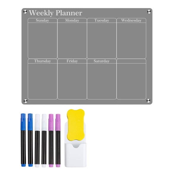 Scienceny Tablero acrílico Calendario magnético Tablero de borrado en seco Mensajes personalizables versátiles en seco magnético Artesanía Tablero Semanal 40*30cm