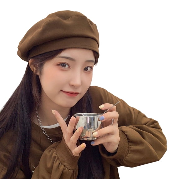 Mosey Women Winter Painter Hat Solid Color Soft Warm Breathable Decorative Commute Beret Vinatge French Style Octagonal Cap