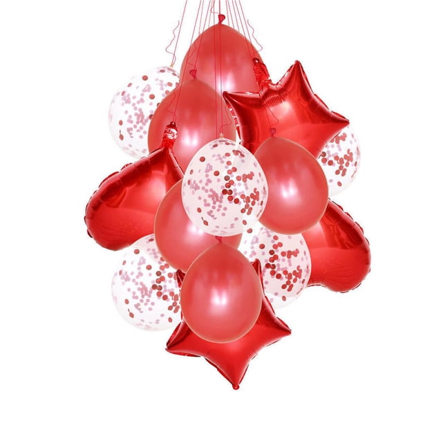 Bewildely 14 unids/set globo de fiesta vacaciones boda cumpleaños fiesta decorativa aluminio Kits de decoración para fiestas rojo