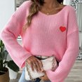 thumbnail image 5 of XMMSWDLA Women's Love Heart Pullover Sweater Long Sleeve Crewneck Sweater Oversized Knit Sweater, 5 of 7