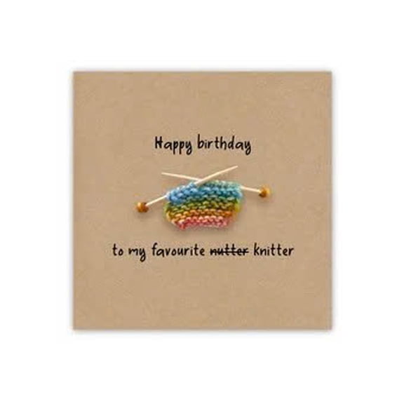 Happy Birthday Card for Knitters – "To My Favourite Knitter" with Colorful Yarn Design – Blank Inside for Personal Messages – Perfect Gift for Birthdays