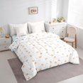 thumbnail image 3 of Manfei Cartoon Bowtie 7 Pieces Bedding Comforter Set,Orange White Full Bedding Set Lightweight,Love Heart Print Fitted Sheet Flat Sheet,Lightweight Cute Room Decoration,Reversible, 3 of 7