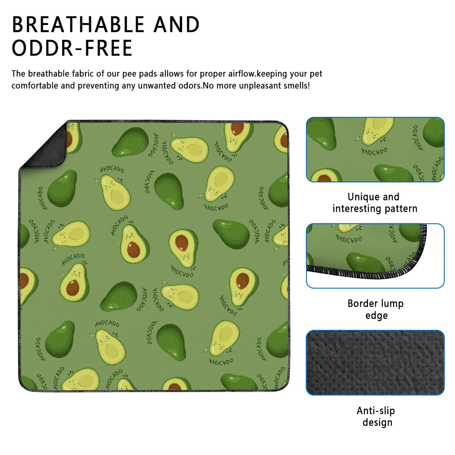 Fruit Themed Washable Dog Pee Pads, Reusable Absorbent Training Pad with Stay-in-Place Back for Tiles (Fruit patterns, 48"x48")