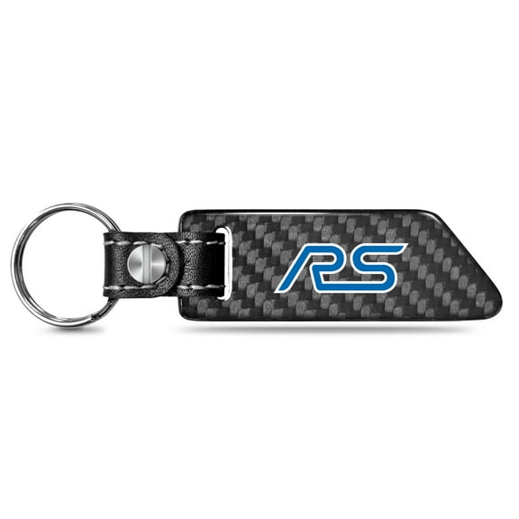 Ford Focus RS Real Carbon Fiber Blade Style with Black Leather Strap Key Chain