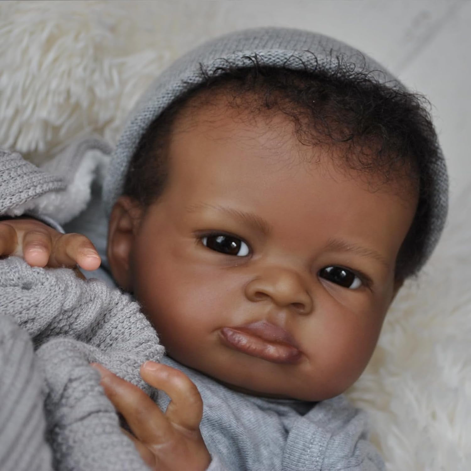 Realistic Reborn Baby Dolls Black Boy, 20 Inch African American Newborn Doll, Lifelike Weighted Soft Body, Christmas Birthday Gift for Kids Age 3 +