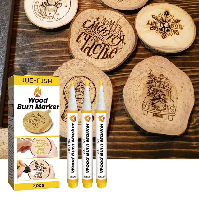Puntoco Juego de bolígrafos de leña para pintura de madera artesanal, adecuado para artistas y principiantes en decoración navideña de madera artesanal, 15Ml