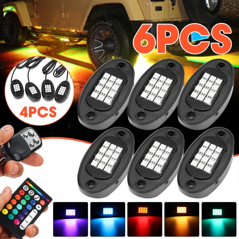 4PCS RGB LED Underbody Light Bluetooth Rock Lamp APP Control Off-Road Truck Boat