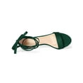 thumbnail image 4 of BLISSFUL STEP Women's Shoes Faux Suede Lace Up Open Toe Kitten Heel Cushioned Footbed Sandals  Green 7, 4 of 8