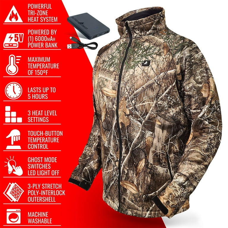 ActionHeat Men's 5V Real Tree Camo Heated Jacket - Walmart.com