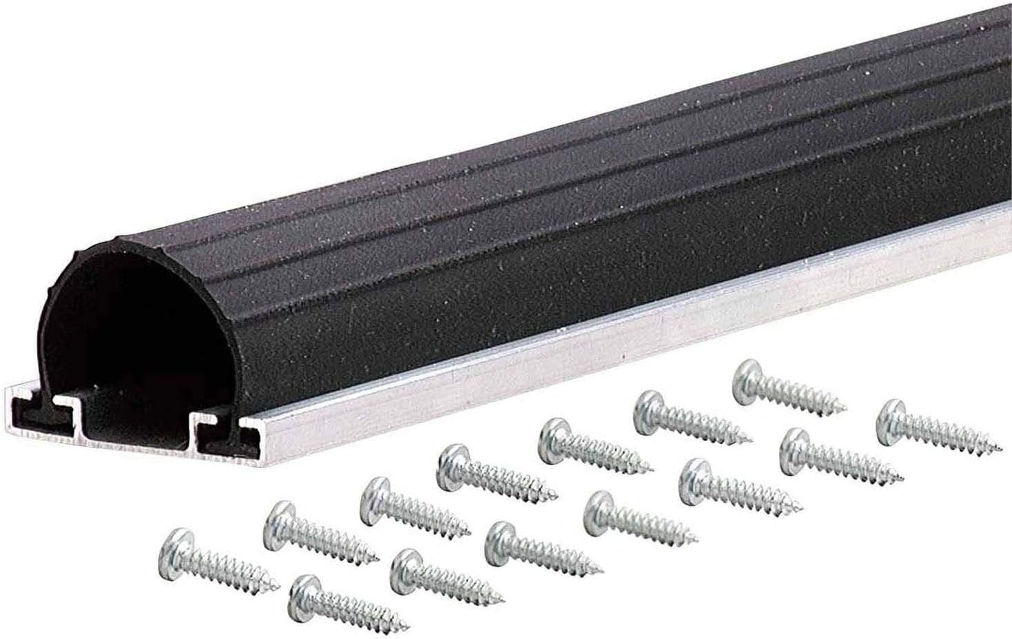 M-D Building Products 87668 18-Feet Universal Aluminum and Rubber Garage Door Bottom, Black — Residential Use, Standard Application