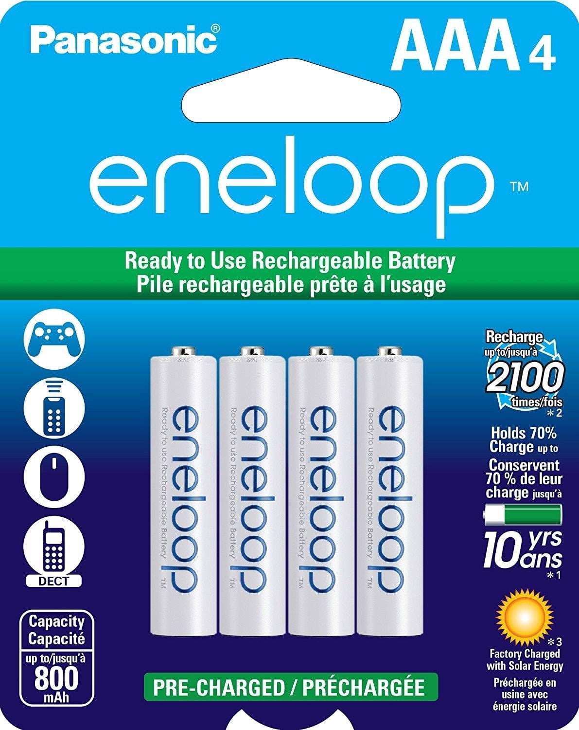 Panasonic Eneloop AA and AAA 2100 Cycle Ni-MH Pre-Charged Rechargeable Batteries Bundle (4 Pack of Each)