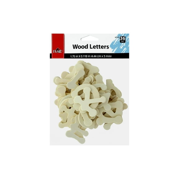 Plaid Unpainted Wood Surface, Dot to Dot Letter Pack, 36 Piece, 1.75"