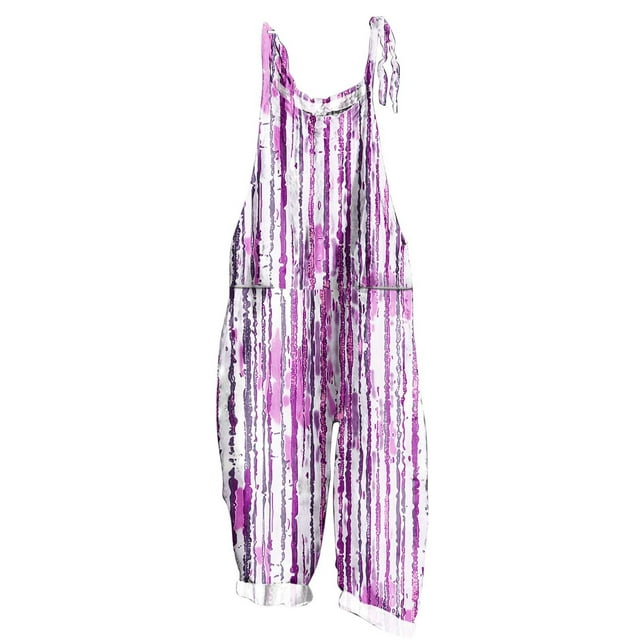 Womens Rompers, Linen Boho Jumpsuits for Women Loose Casual Summer Rompers Floral Rompers Wide Leg Bib Overall with Pockets Jumpsuits for Women Short Sleeve XL