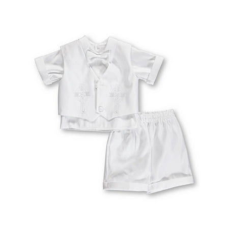 

Kaifer Baby Boys Braided Crosses 4-Piece Christening Tuxedo - white 12 months (Infant)