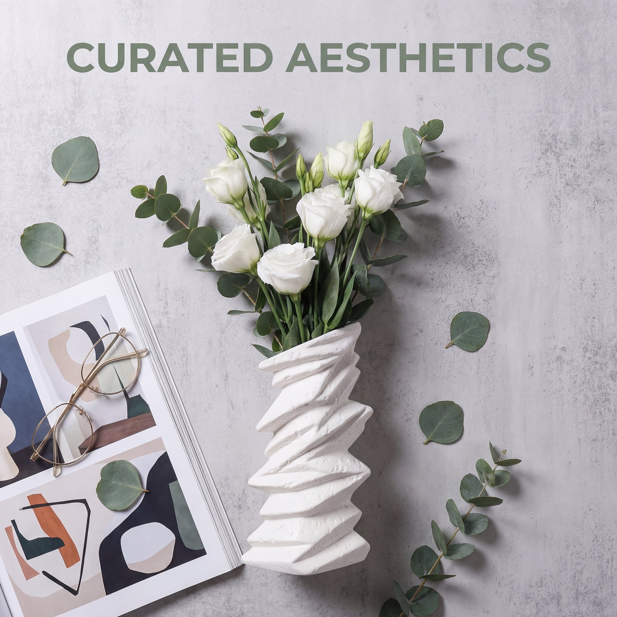 Unique Bargains Modern Ceramic Vase for Home Decor Matte Ribbed Flower Vase White 4.3