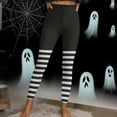 thumbnail image 4 of BiZtdJrK Women Halloween Leggings Striped Color Block Print Funny Casual Legging Lightweight Soft Stretch Lounge Tights Black S, 4 of 10