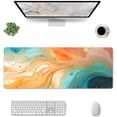 thumbnail image 3 of Orange Teal Marble Mouse Pad - Marbled Design Gaming Mouse Pad 31.5x11.8 Inch Colored Marbling Print Desk Mat Extended Mousepad for Work Game Office Home, 3 of 6