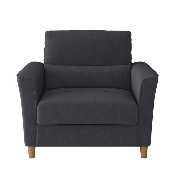 CorLiving Georgia Upholstered Indoor Accent Arm Chair and a Half with Wood Legs and Cushioned Back