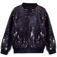 thumbnail image 5 of OJSFQUFP Kids Glitter Sequin Zip Up Jacket for Boy Girl Sparkly Back To School Party Coat Stage Performance Jackets, 5 of 8