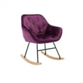 thumbnail image 2 of Velvet Rocking Chair, Modern Nursery Rocking Armchair with Metal Frame and Solid Wood Base, Comfy Upholstered Mid-Back Accent Glider Rocker Single Sofa Chair for Home Living Room Bedroom, Purple, 2 of 7