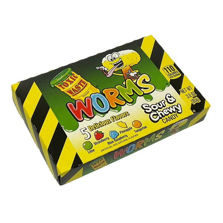 Toxic Waste Sour and Chewy Worms 3 oz. Theater Box