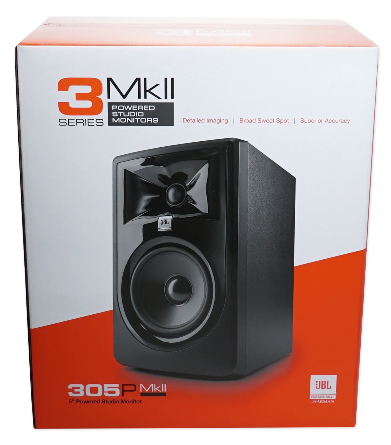 (2) JBL 305P MkII 5" Powered Studio Monitor Monitoring Speakers+White 37" Stands