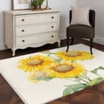 thumbnail image 3 of Yellow Flowers Area Rugs 4x6 ft Sunflower Watercolor Plant Green Leaf Beige Washable Rug Non Slip Indoor Carpet Absorbent Floor Mat for Living Room Bedroom Dining Room, 3 of 9
