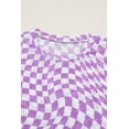 thumbnail image 5 of Women's Purple Checkered Mock Neck Mesh T-Shirt – Casual Summer Style for Everyday Wear, XL, 5 of 10