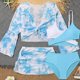 thumbnail image 4 of Traje de Baño de Falda de Cintura Alta Conjunto de Traje de Baño Dividido Impreso de Niñas con Cubierta de Protección Solar Camisola Falda de Baño Y Pantalones Set de Cuatro Piezas, 4 of 7