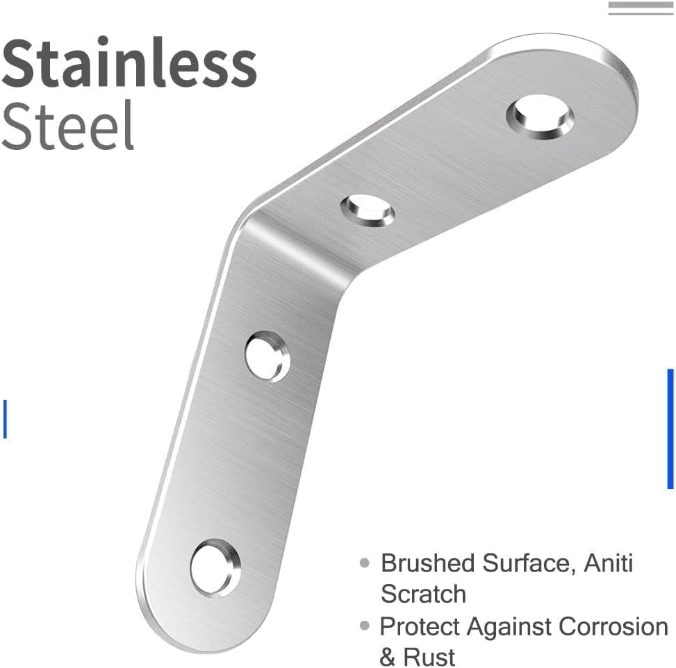 LuckIn 40 Pack 2" x 2" Heavy Duty Corner Braces, Industrial-Grade Stainless Steel L Brackets with Screws for Ultimate Wood & Shelf Support