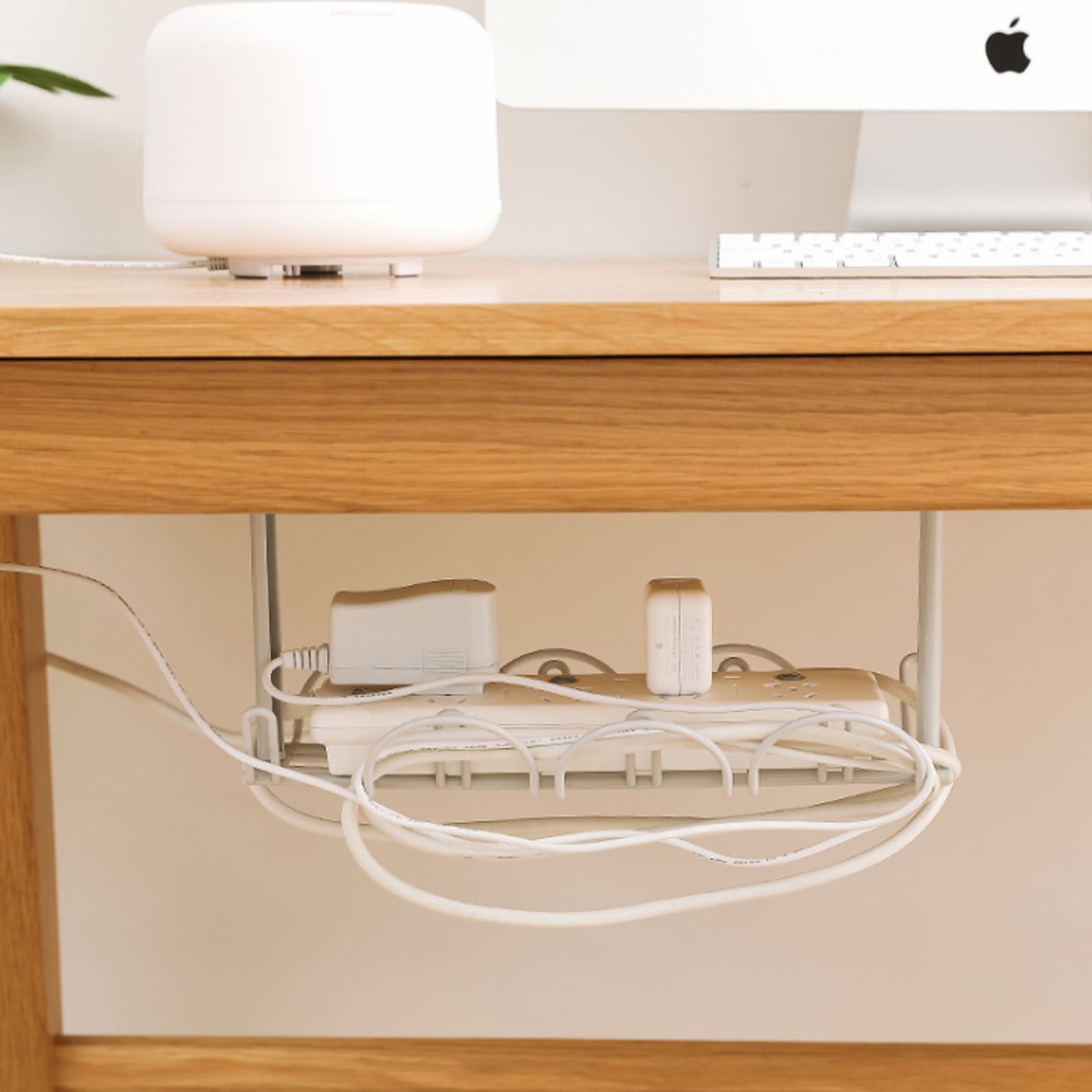 Cable Organizer for Wire Management for Light and White Desks Under Desk Cable Management Tray with Straps White 2 Pack 