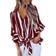 thumbnail image 1 of Blusas de verano con cuello en V y estampado floral para mujer 3 4 con manga acampanada y nudo Fokelyi WMZY-350-4, 1 of 1
