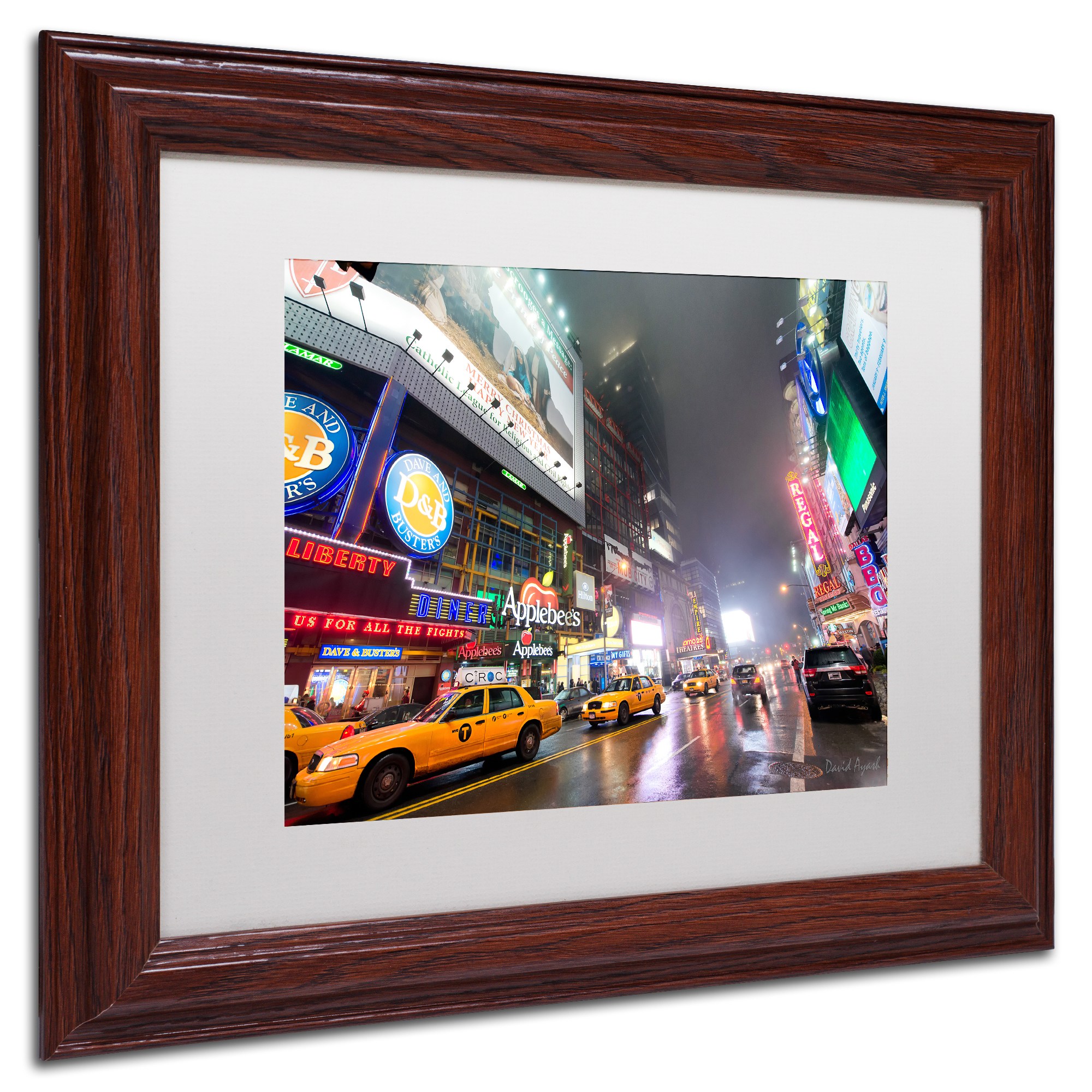 Trademark Fine Art "42nd. Street" Canvas Art by David Ayash White Matte, Wood Frame