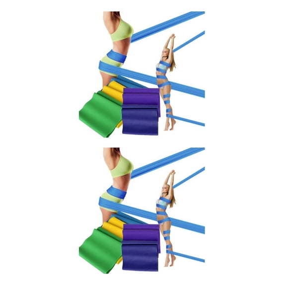 Hemoton 2pcs 1.5m Durable Yoga Pilates Rubber Stretch Resistance Band Exercise Fitness Band Belt (Random Color)