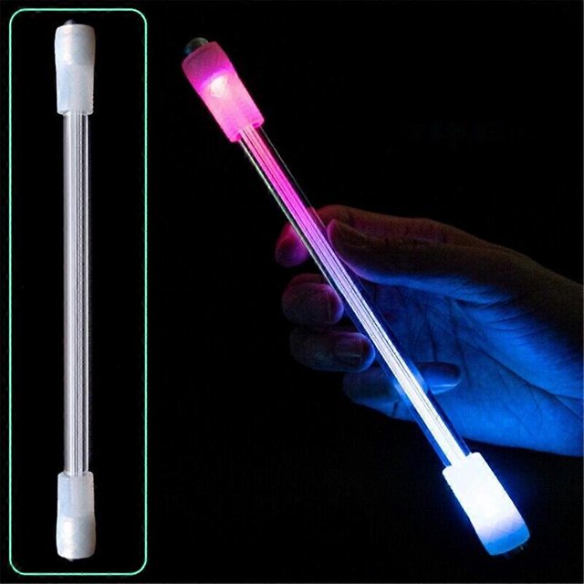 Bolígrafo giratorio con luz LED, bolígrafo antiestrés, bolígrafo antiestrés adecuado para que los adultos se descompriman o para que los niños practiquen la concentración, lápiz giratorio volador, B