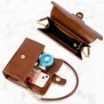 thumbnail image 5 of Bolso de hombro Gosect retro de piel sintética suave con cierre Marrón, 5 of 5