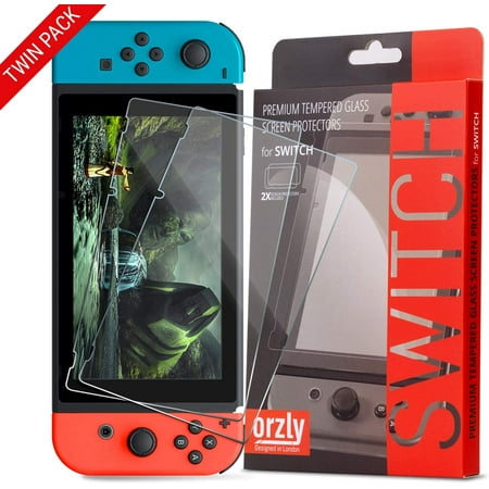 nintendo switch screen glass protectors tempered protector orzly compatible 2x twin pack premium