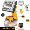 thumbnail image 3 of for De*walt 18-20V Li-ion Battery Wireless LED Work Light Outdoor Lighting Flashlight Emergency Flood Lamp Spotlight 8 inch, 3 of 7