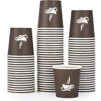 400 Pack 8 oz Paper Cups, Brown Disposable Hot Coffee Cups for Party, Picnic, Travel, and Events