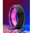 thumbnail image 2 of Metal Masters Black Tungsten Wedding Band Mens Ring Purple Interior Beveled Edge Brushed 8mm 10, 2 of 6