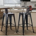 thumbnail image 7 of 16.5'' x 16.5'' x 32.5'' 2PACK Retro Barstool for Patio, Rustic Farmhouse Metal Bistro Chair with Metal Legs, Barstool Chair for Home, Kitchens, Cafe, Conversation, 264.5lbs, Golden Black, S9748, 7 of 7