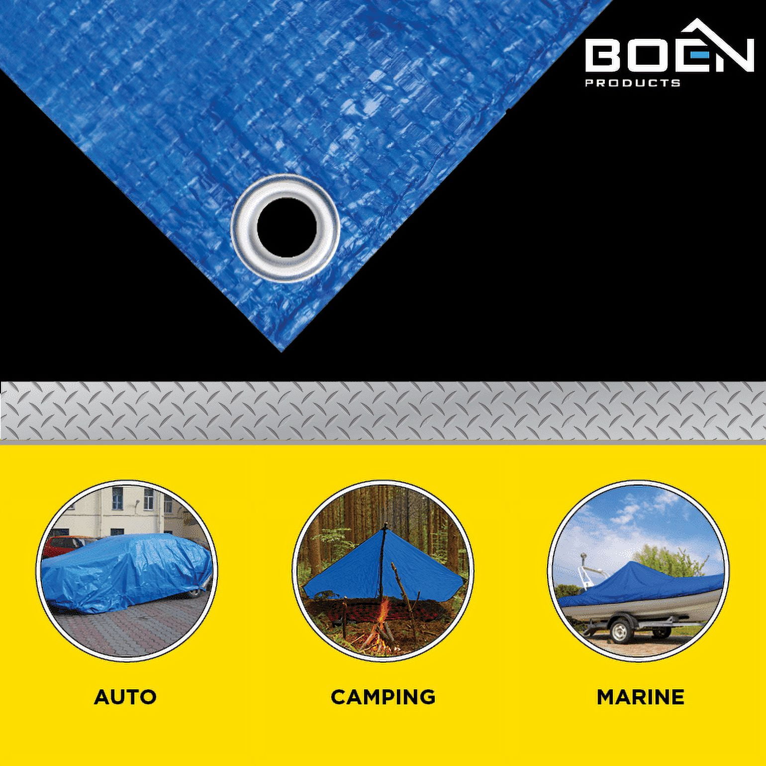 Multi-Purpose 10' x 12' Blue Poly Tarp Cover Heavy Duty 5 Mil Thick Weave Material, Waterproof, Great for Tarpaulin Canopy Tent, Boat, RV or Pool Cover and More, 2Pk